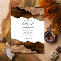 Desert Gold Agate Watercolor Wedding Invitation