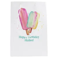 Ice Cream Aqua Kids Summer Happy Birthday Party Medium Gift Bag