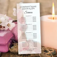 Pink Rose Quartz Spa Salon Service Menu