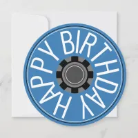 Blue Wheel Steampunk Happy Birthday Greeting Holiday Card