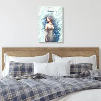 Beautiful Blue-Haired Mermaid  Canvas Print