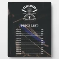 Professional Barber Shop Logo Price List Plaque