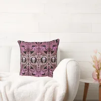 Goth Pink Ornament with Skull Throw Pillow