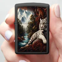 White Tiger In A Mountain Valley Zippo Lighter