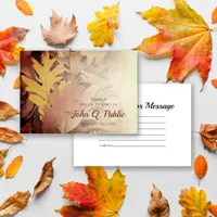 Painted Fall Leaves Share a Memory Funeral Note Card