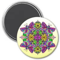 Dragonfly and Flowers Mandala Magnet