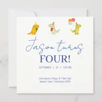 Minimalist Whimsical Dinosaur-Themed Birthday Invitation