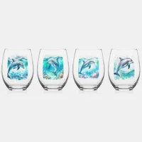 Dolphin Coastal Stemless Wine Glass