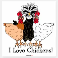 I Love Chickens Cartoon Hand Drawn Sticker