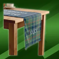 Timeless blue and green Tartan Monogram | Long Table Runner