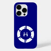 Futuristic Circle With Sci-Fi Monogram Navy Blue Case-Mate iPhone Case