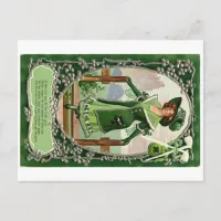 Vintage St. Patrick's Day Girl Postcard