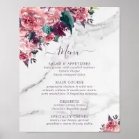 Vintage Pink Floral Marble Mothers Day Menu Poster