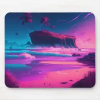 Keeping in Touch | Pink Ocean Waves Mouse Pad