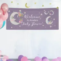 Moon Stars Flowers Lavender Baby Shower Welcome Banner