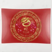 Chinese Zodiac Snake Red/Gold ID542 Trinket Tray