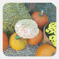 Pumpkins and Hay Bale Halloween Stickers