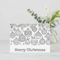 Color In Christmas Baubles Ornaments Cute Coloring Holiday Card