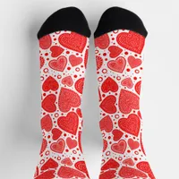 Cute Valentine Red Lacy Hearts Socks