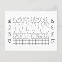 Let's Rock This New Year Coloring Postcard