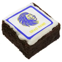 Yellow and Blue Lion Mascot Grad Party Dessert Brownie