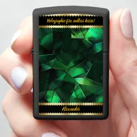 Holographic Emerald Shards and Light Zippo Lighter