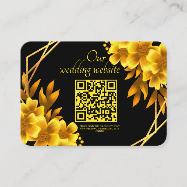 Autumn romance faux gold yellow floral geometric enclosure card