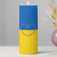 Blue and Yellow Support of Ukraine Heart   Pillar Candle