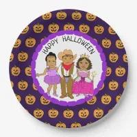 Happy Halloween Kid's in Costumes Party Paper Plates