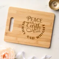 Merry and Bright Peace on earth etched Cutting Board