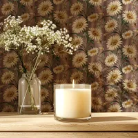 Daisies on Mauve Floral Wallpaper