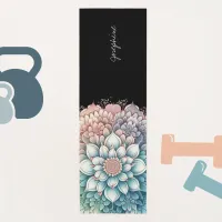 Meditation Modern Mandala Pink Blue Name  Yoga Mat