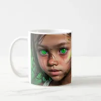 Tribal Kids |  Futuristic Girl Glowing Green Eyes Coffee Mug