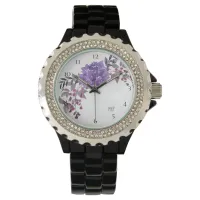 *~* Women's Purple Watercolor Hydrangea Floral Watch