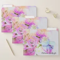 Artistic Pastel Watercolor Floral Spring Bouquet  File Folder