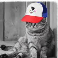 cats rule truckers hat cat lover black and white