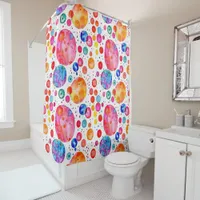 Colorful Abstract Bubbles Watercolor  Shower Curtain