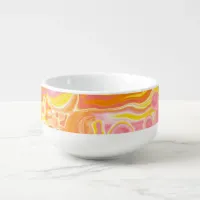 Pink and Orange Fluid Art  Soup Mug