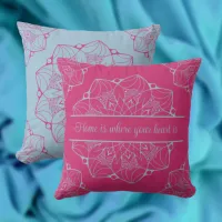 Pink & Blue Mandala Personalized Throw Pillow