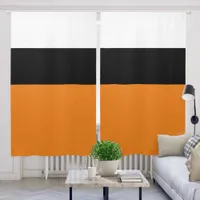 White Black and Orange Color Block Blackout Curtains