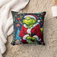 The Grinch prepares for Christmas mischief Throw Pillow