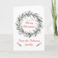 Minimalist Christmas Wreath and Lights Card