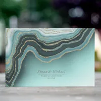 Crystal Agate Wedding Teal ID825 Guest Book