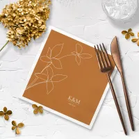 Thin Line Minimalist Floral Wedding Ochre ID919  Napkins