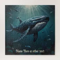 Majestic Blue Whale Swimming in the Ocean Depths Jigsaw Puzzle