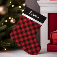 Buffalo Plaid Check Pattern Personalized Monogram Small Christmas Stocking