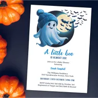 Cute Ghost A Little Boo Halloween Boy Baby Shower Invitation