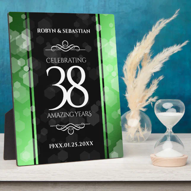 Elegant 38th Emerald Wedding Anniversary Plaque