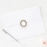 Elegant Minimalist Wreath Tree Return Address Classic Round Sticker