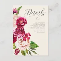 Roses Burgundy/Cream Wedding Details ID584 Enclosure Card